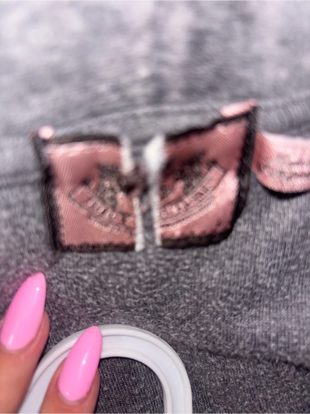 Juicy Couture Grey Velour Rhinestone Gothic Logo Zip-Up Hoodie Size s - Picture 3 of 3
